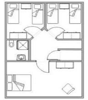 Tekening van boven verdieping woning